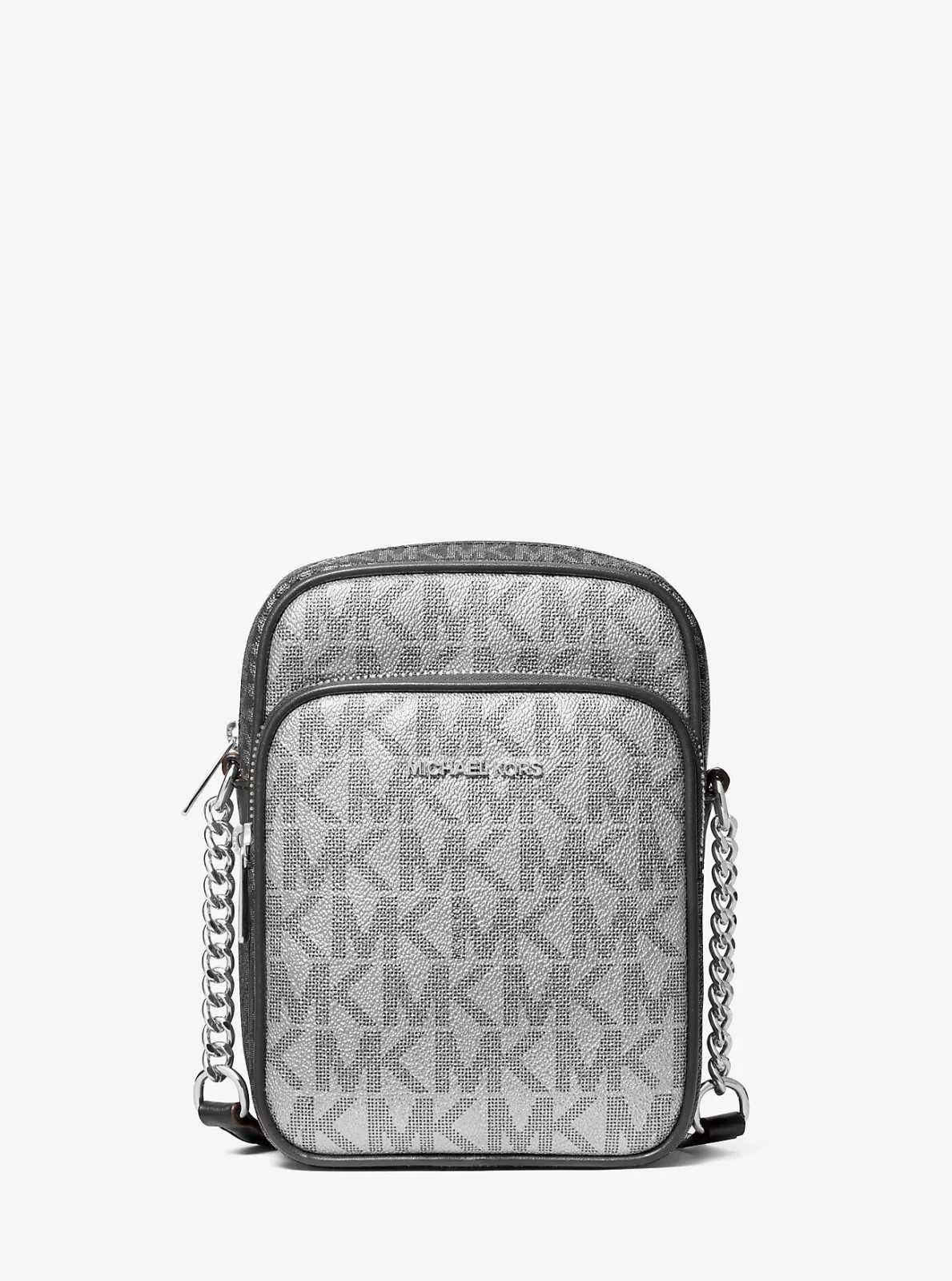 Michael Kors metalická dámská kabelka, crossbody šedá logová