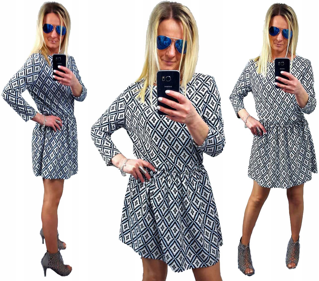 

Sukienka Boho Etno Folk Rozkloszowana Trapezowa C0