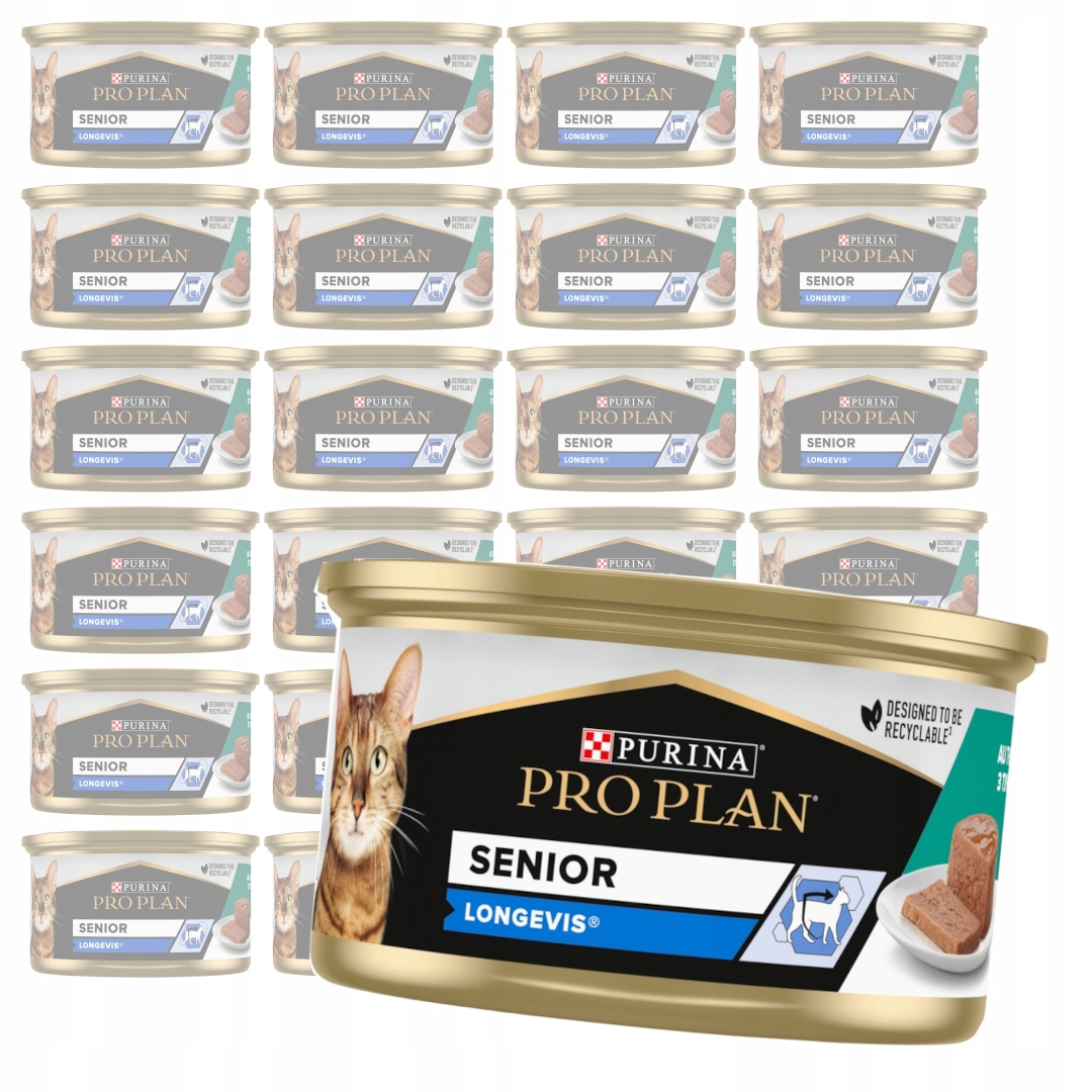 Purina Pro Plan Senior Longevis 24x85g Mokré Krmivo Pro Kočky 7+ Pěna Tuňák