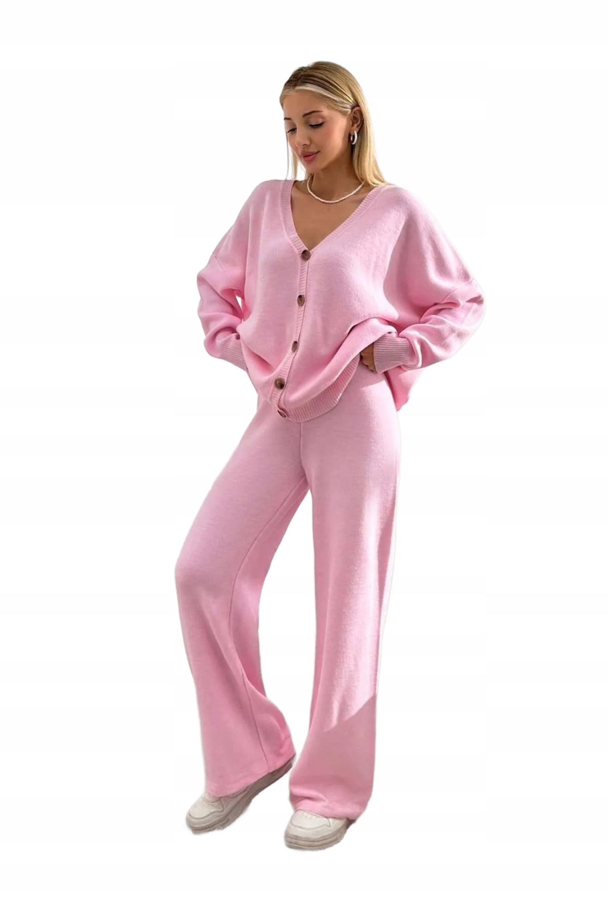 Růžový Tepláková Souprava S Knoflíky A Dlouhým Rukávem Xs Opa