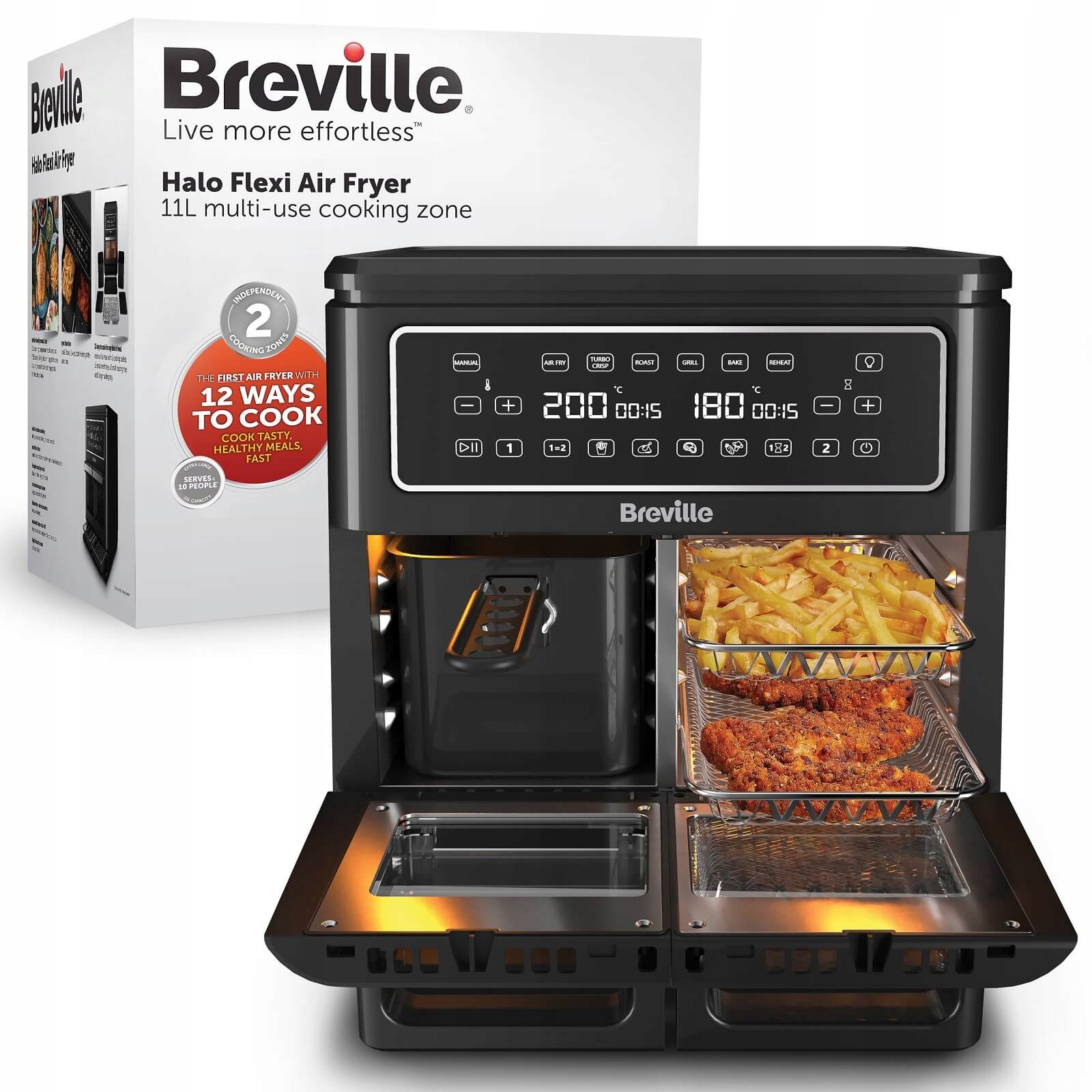 BREVILLE Frytkownica Halo Flexi 11L Cyfrowa Podwójna Komora 2400W Wersja 2 — miniatura 9