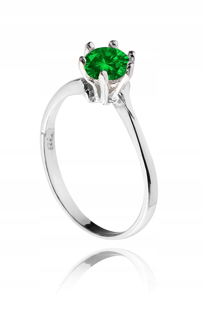 

Srebrny Pierścionek Z Zieloną Cyrkonią Rozmiar 20