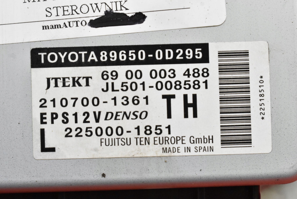 Centralina modulo SERVOSTERZO 896500D295 TOYOTA YARIS 3 III 1.0 VVT-e 69 KM