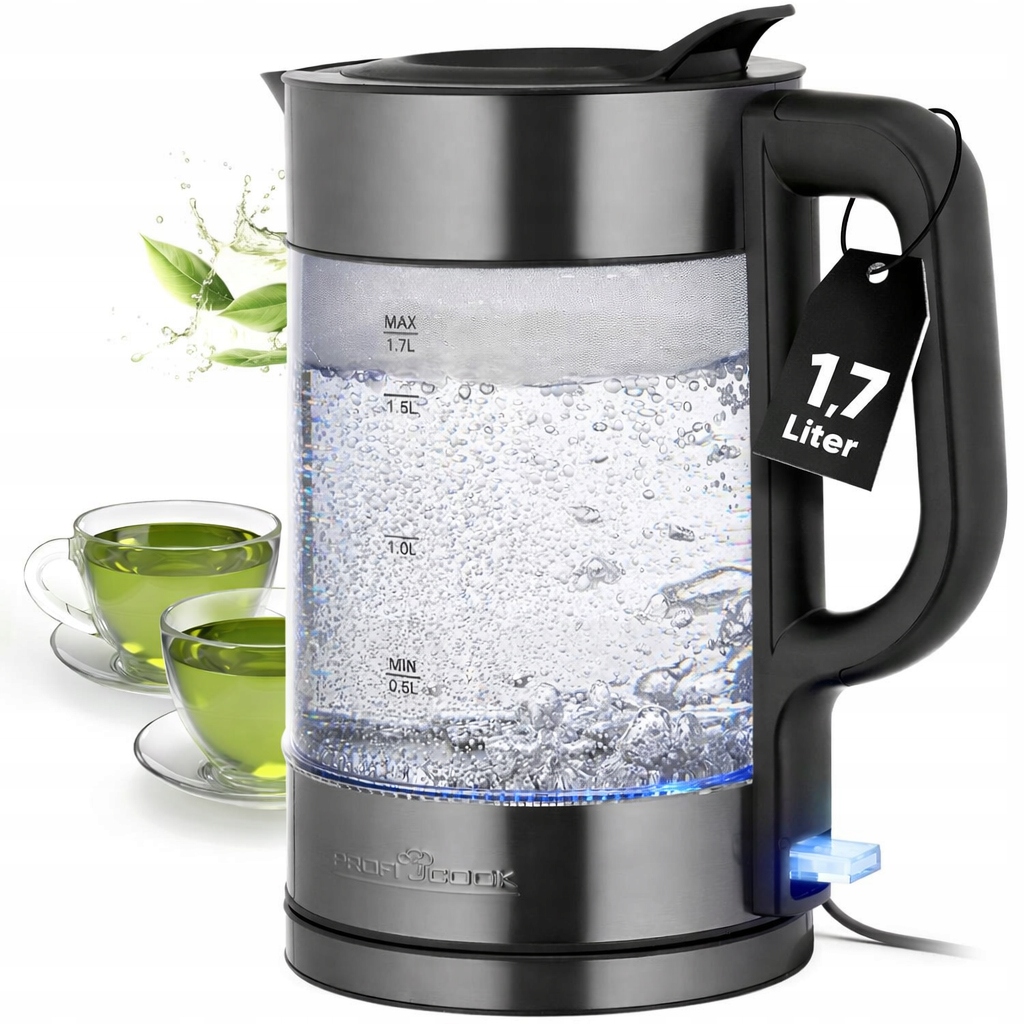 Rychlovarná Konvice elektrická podsvícená bezdrátová Inox 1,7L 2200W