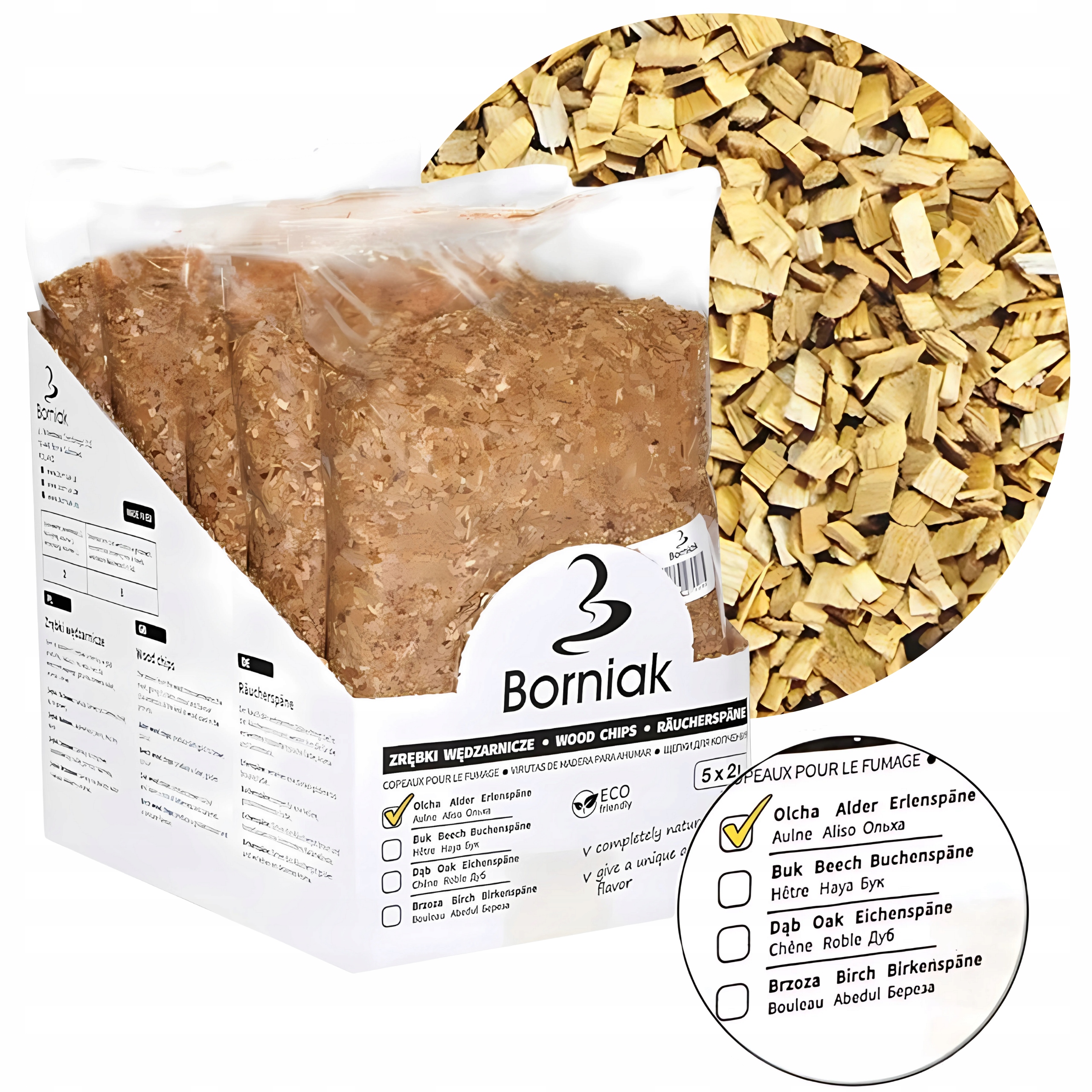 Zrębki Wędzarnicze Borniak do Wędzenia Mięsa Ryb Serów 10L Olcha Oryginalne