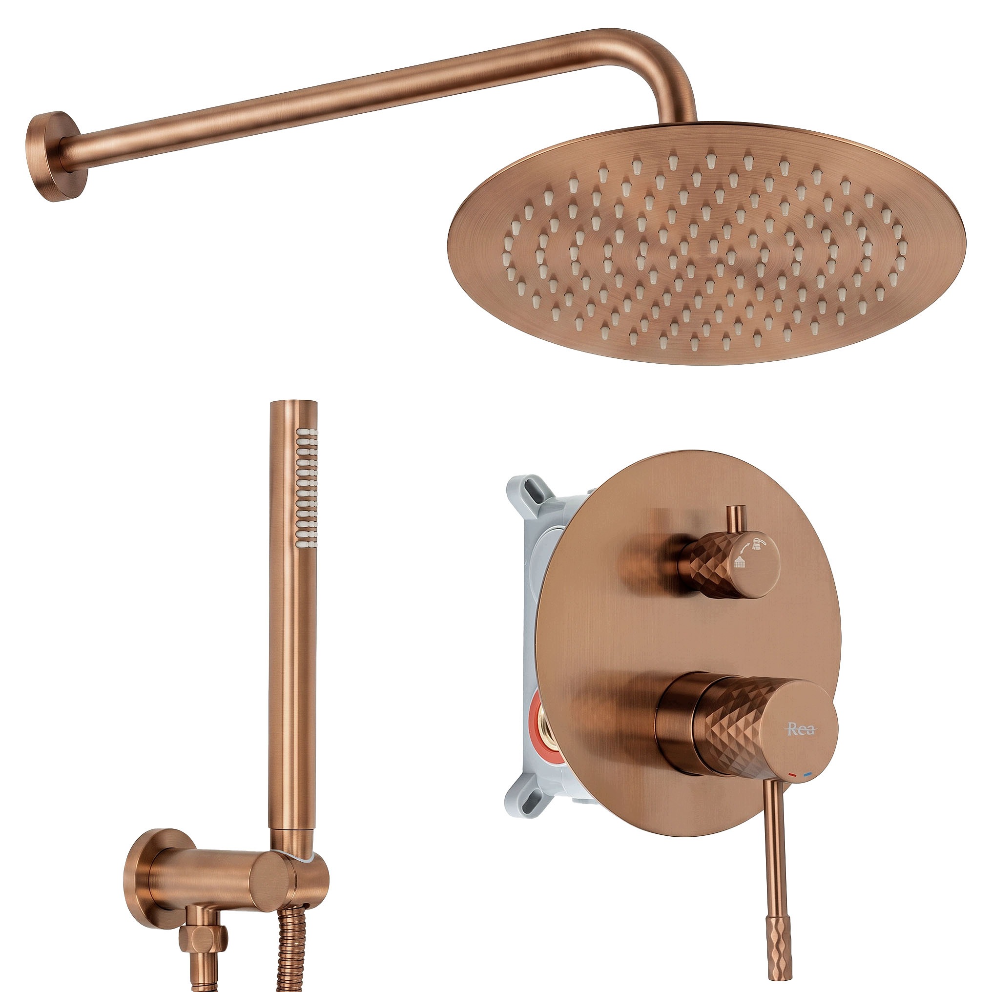 Podomítkový Sprchový Set Rea Lungo Diamond Kartáčovaná Měď Box
