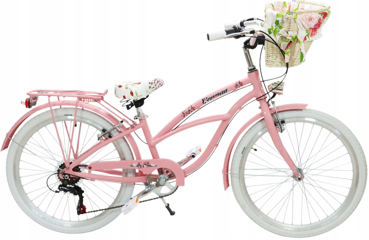 Piękny Aluminiowy Różowy rower 24 beach cruiser na komunię dla dziewczynki