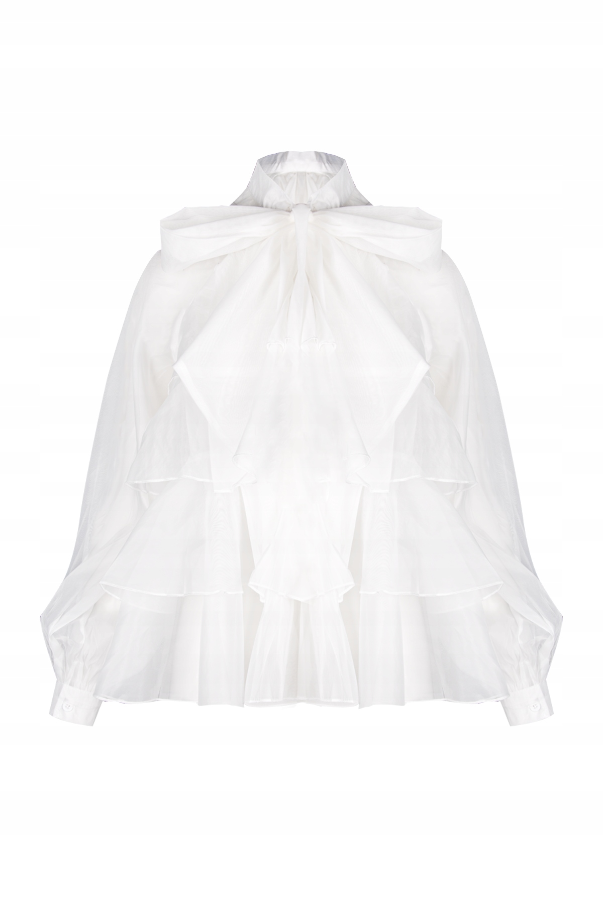 Elegancka koszula z falbanami Biała ONE SIZE