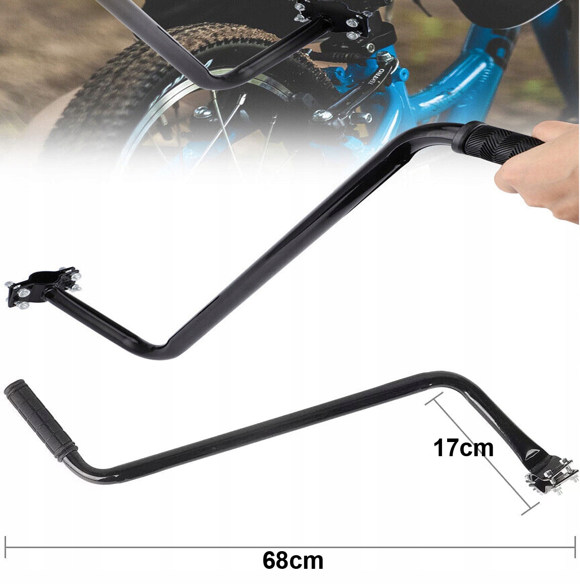 UCHWYT PROWADNIK RĄCZKA ROWERKA ROWERU DO NAUKI JAZDY NA ROWERZE PCHACZ KIJ Model #284