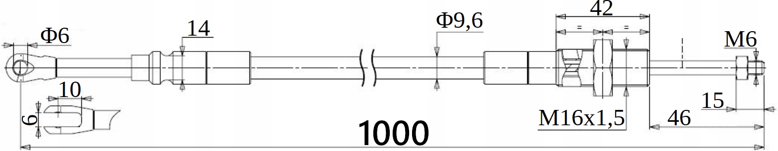 POLSKA LINKA Z WIDEŁKAMI 1000 mm DŹWIGNI DO ROZDZIELACZA Numer katalogowy części 3059.IND4811