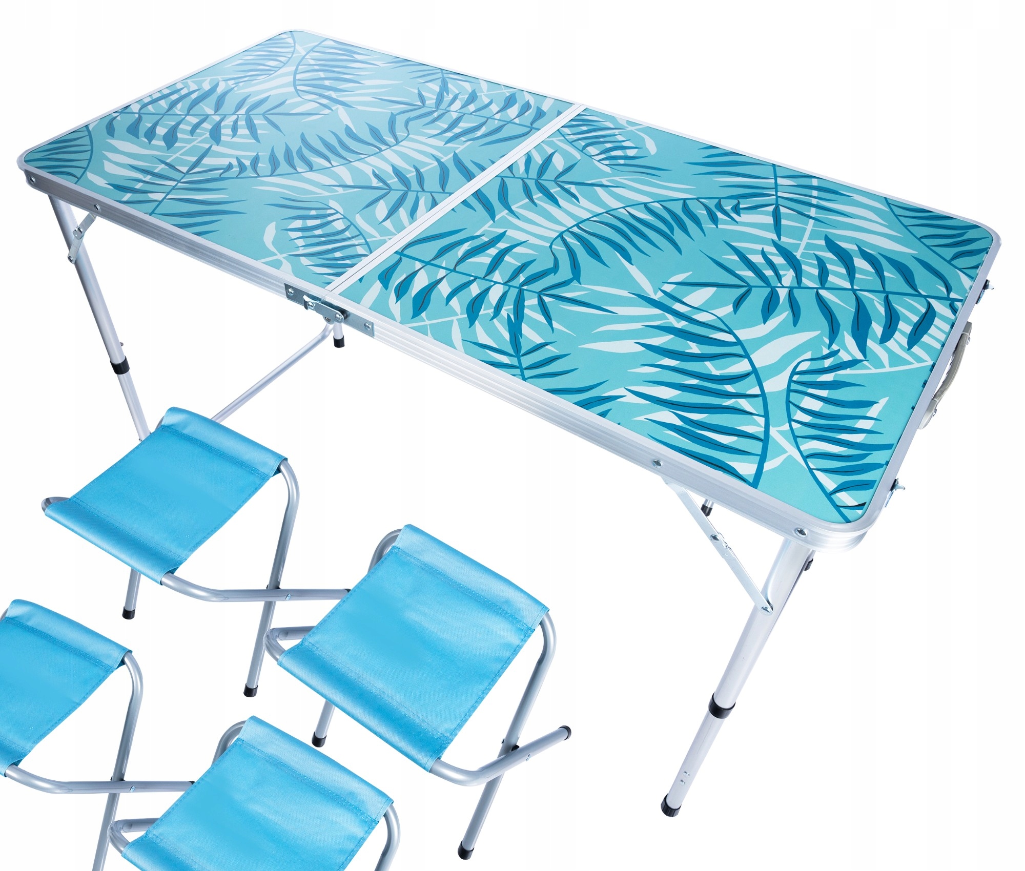 STÓŁ Biwakowy Stolik Składany 120x60x70cm + 4 STOŁKI ZESTAW TURYSTYCZNY Waga 6.3 kg