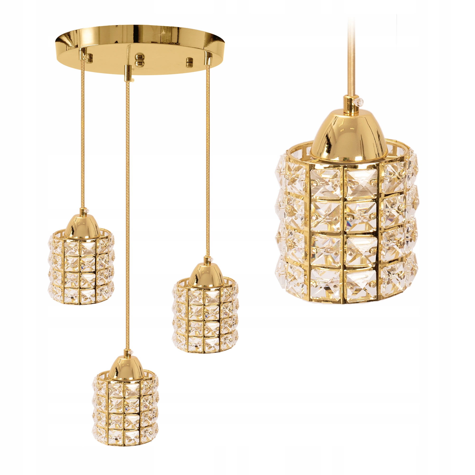 

Lampa Wisząca Metalowa Okrągła Kryształowa Glamour