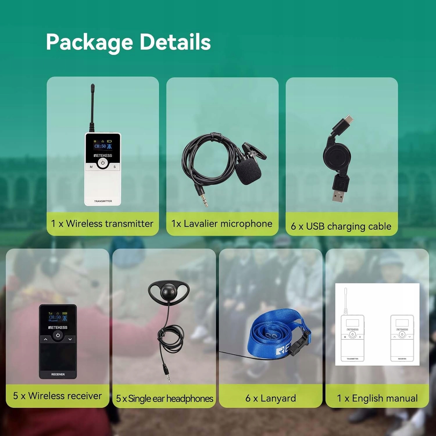 Retekess TT116 System Przewodnika Turystycznego, Zestaw Tour Guide, 200M EAN (GTIN) 0702367586530