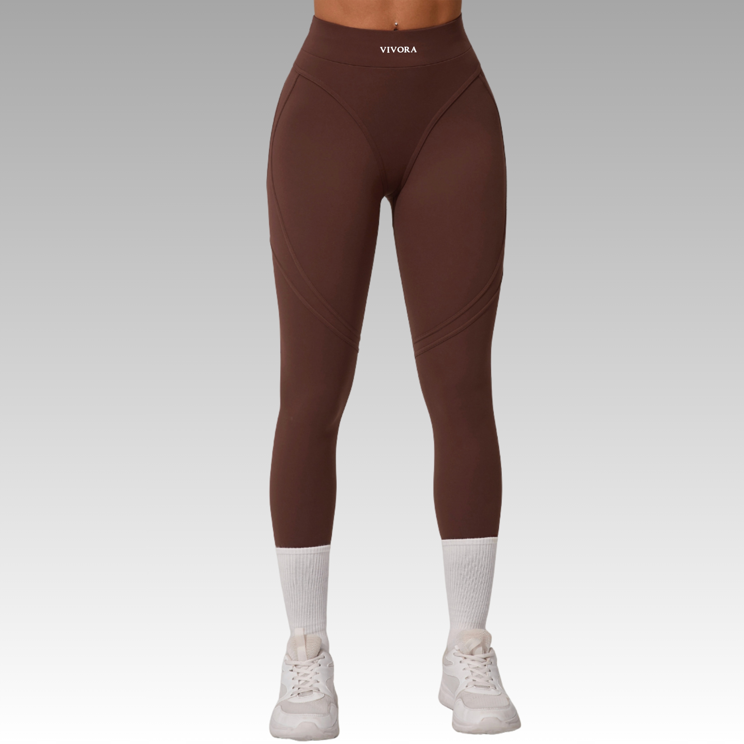 VIVORA CONTOURLIFT LEGGINSY DAMSKIE SPORTOWE PUSH UP MODELUJĄCE Brązowy M Marka bez marki