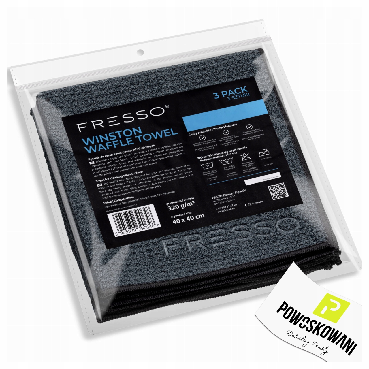 Fresso Winston Waffle Mikrofibra Ręcznik Waflowy Do Szyb 3 Sztuki 40x40 cm