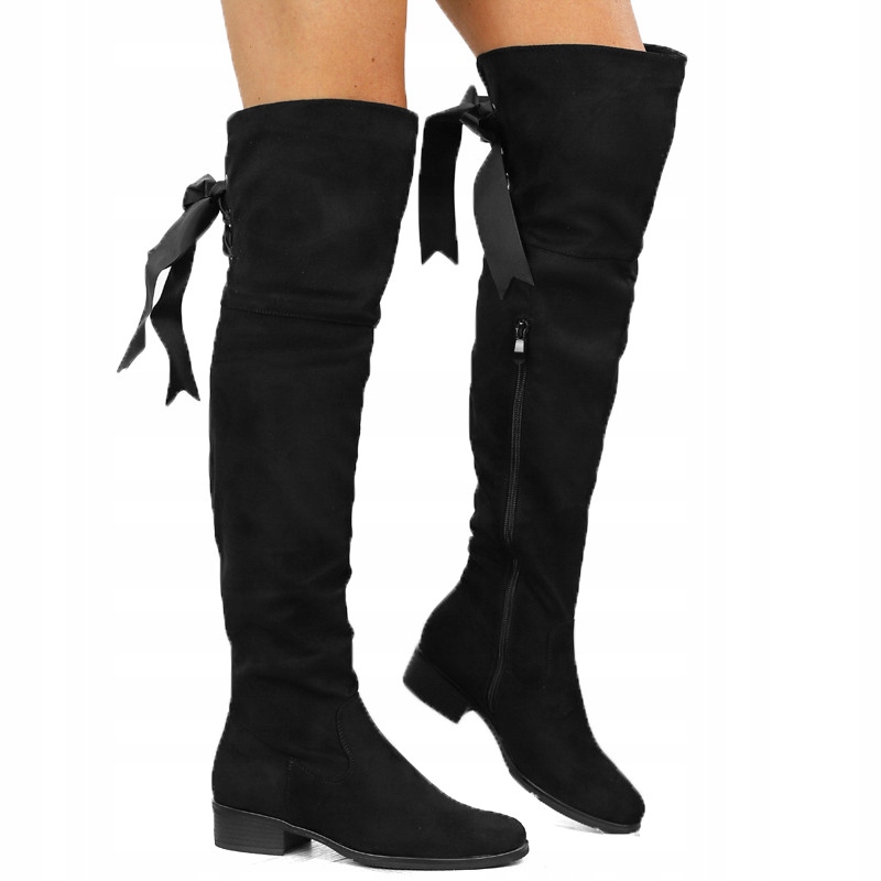 

Czarne kozaki damskie płaskie zamszowe LH70 r.37