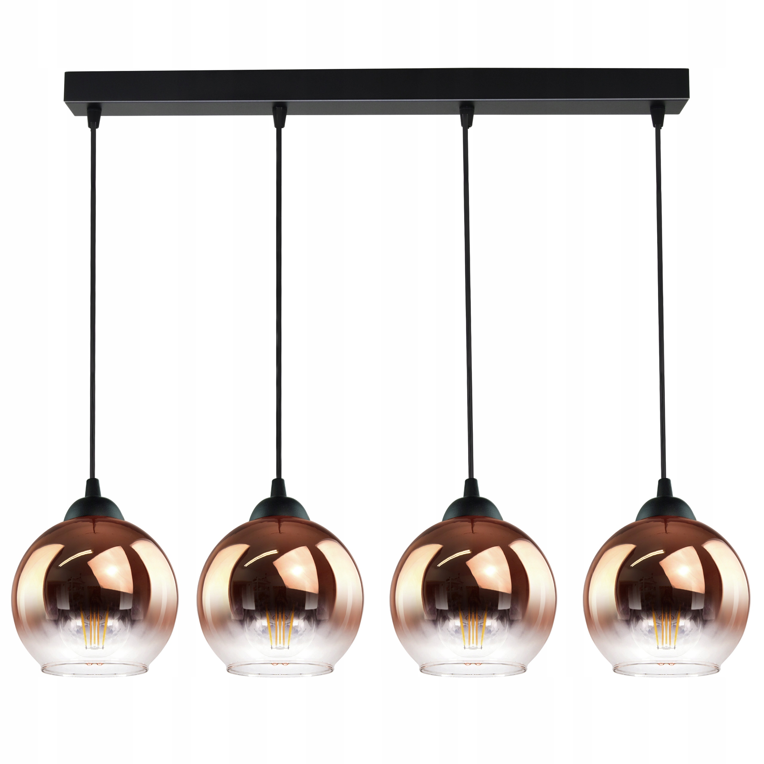 

Lampa Wisząca Cztery Kule Miedziane Transparentne