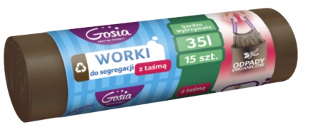 

Worki segregacji śmieci Brązowe Bio kosz 35L Gosia
