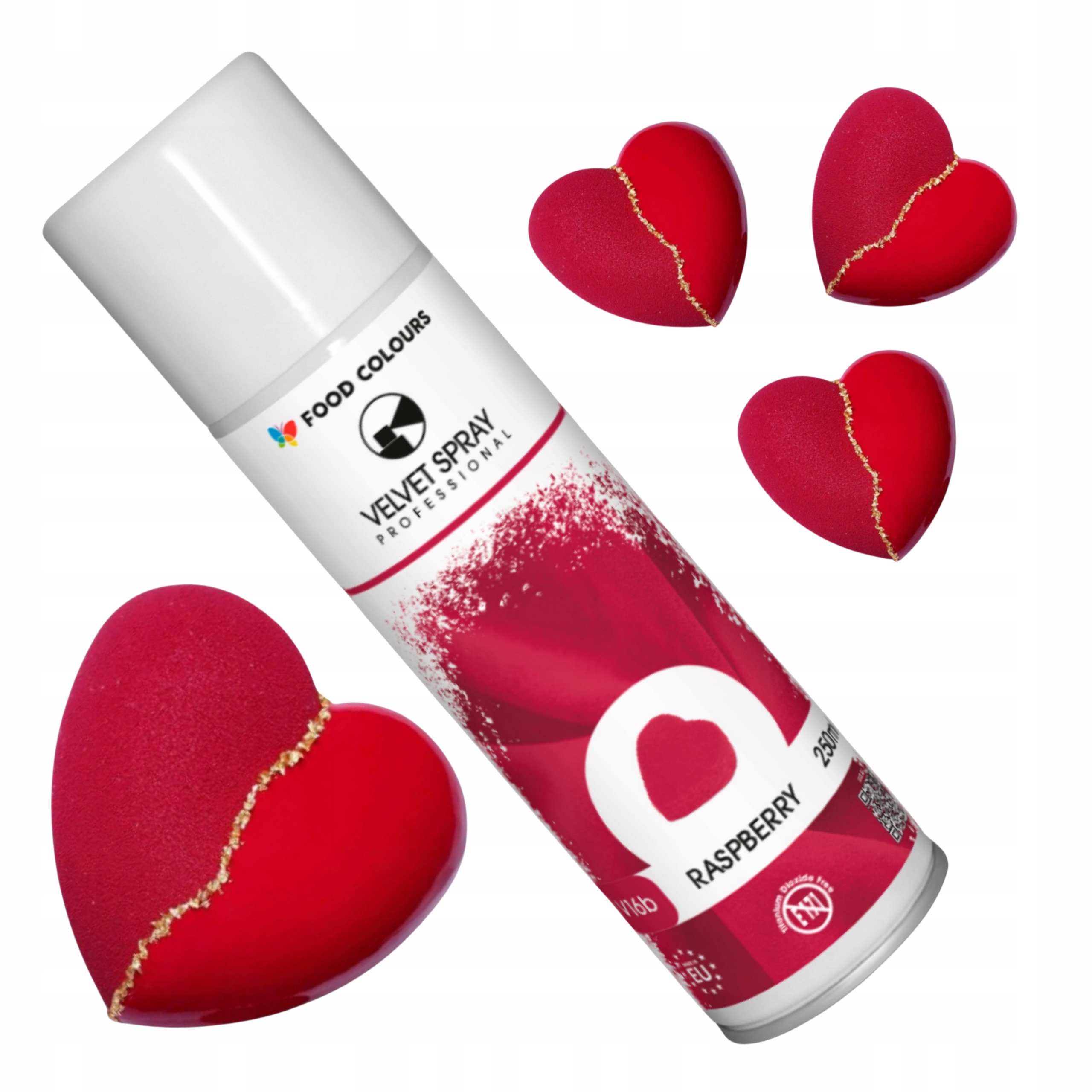 Barwnik spożywczy zamsz w sprayu różowy malina jadalny ozdoby velvet 250ml