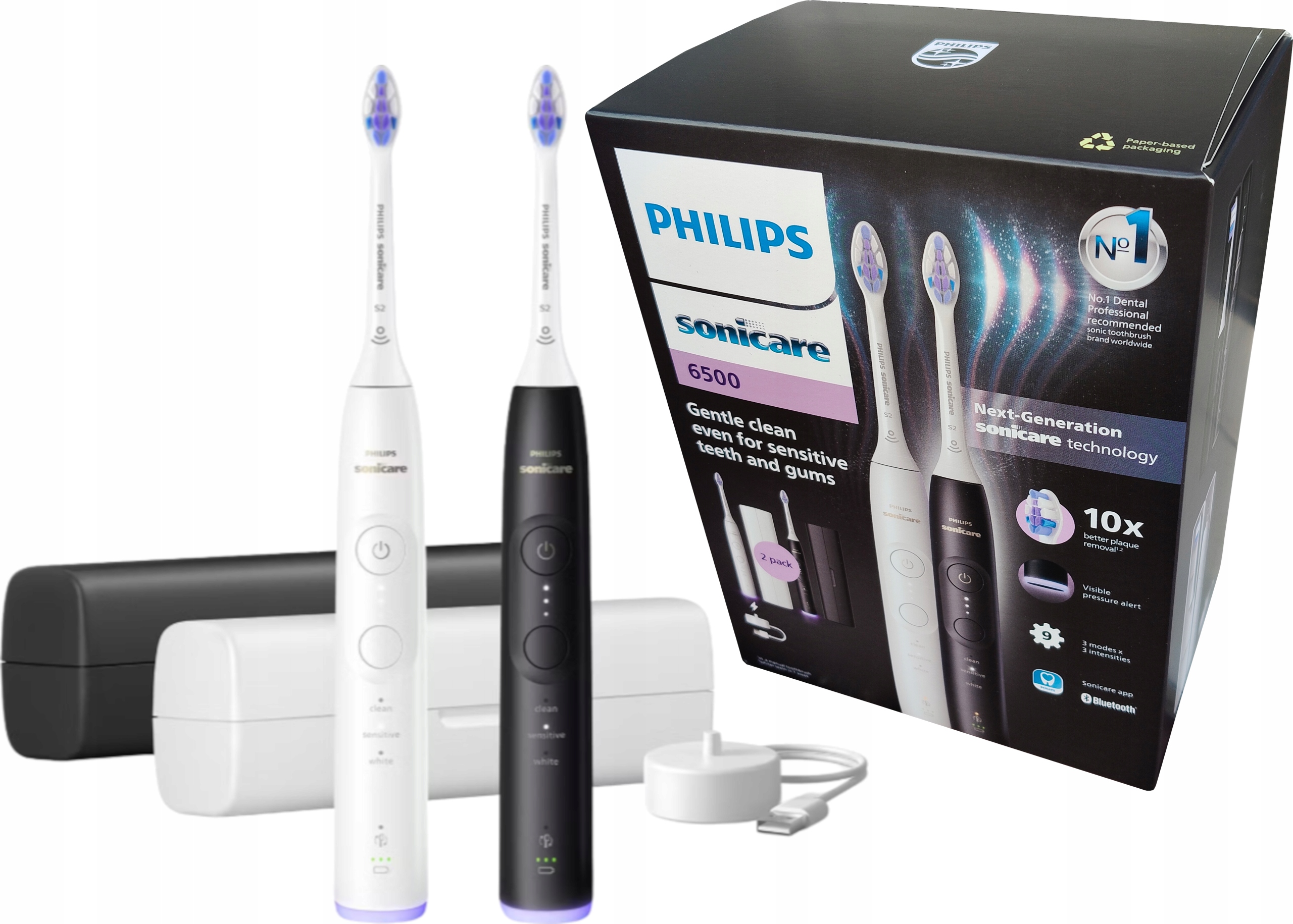 Szczoteczki Philips Sonicare 6500 HX7419/01 Czarna I Biała Etui