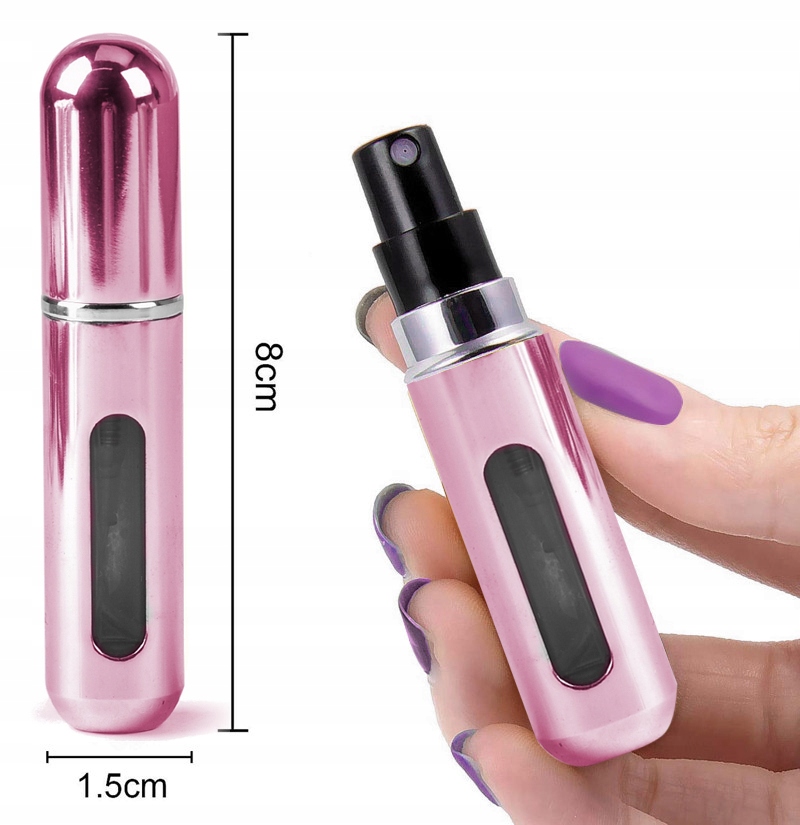 BUTELECZKA NA PERFUMY FIOLKA ZAWOREK ATOMIZER RÓŻOWY POŁYSK 6ML Pojemność 6 ml