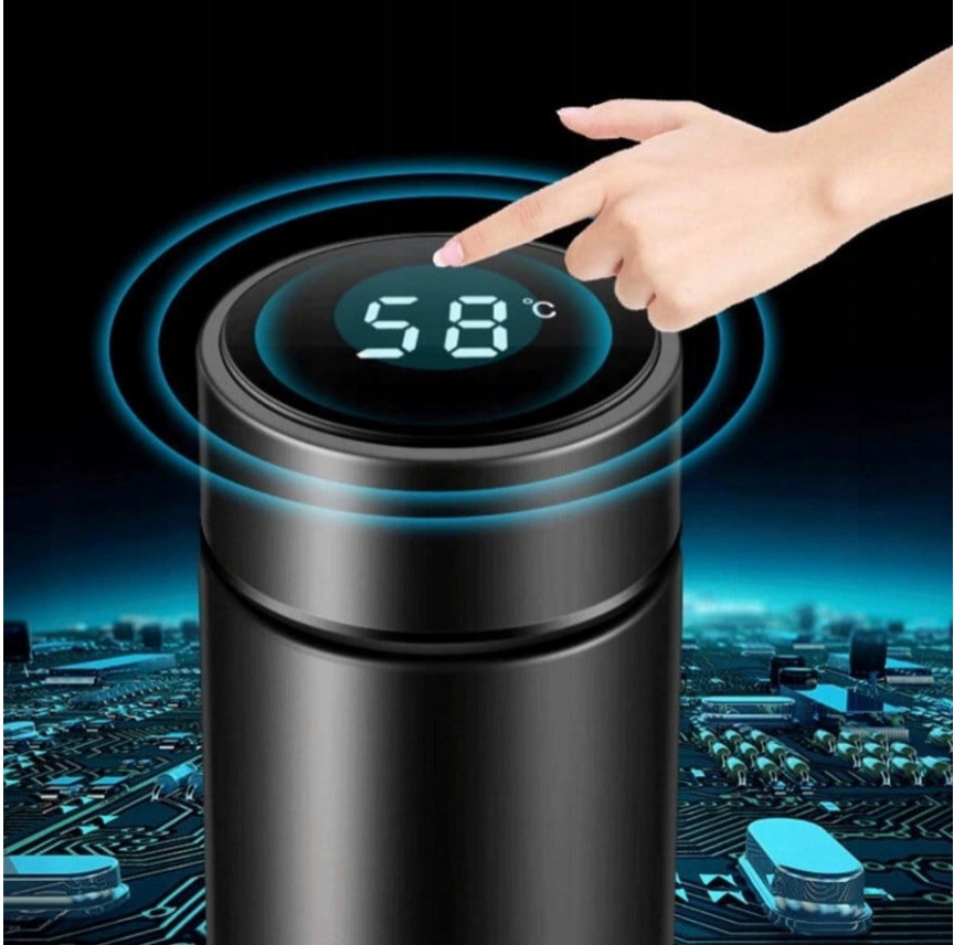 Kubek Termiczny Termos LED CZARNY PERSONALIZOWANY DOWOLNY GRAWER TEKST LOGO Kod producenta KUBEK TERMICZNY Z WYŚWIETLACZEM LED