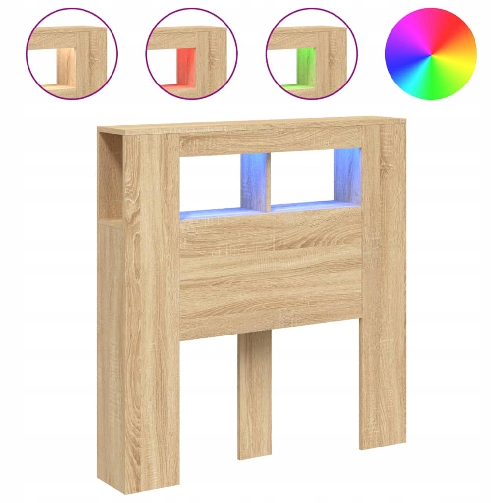VidaXL Čelo postele s Led, dub sonoma, 100x18,5x103,5 cm