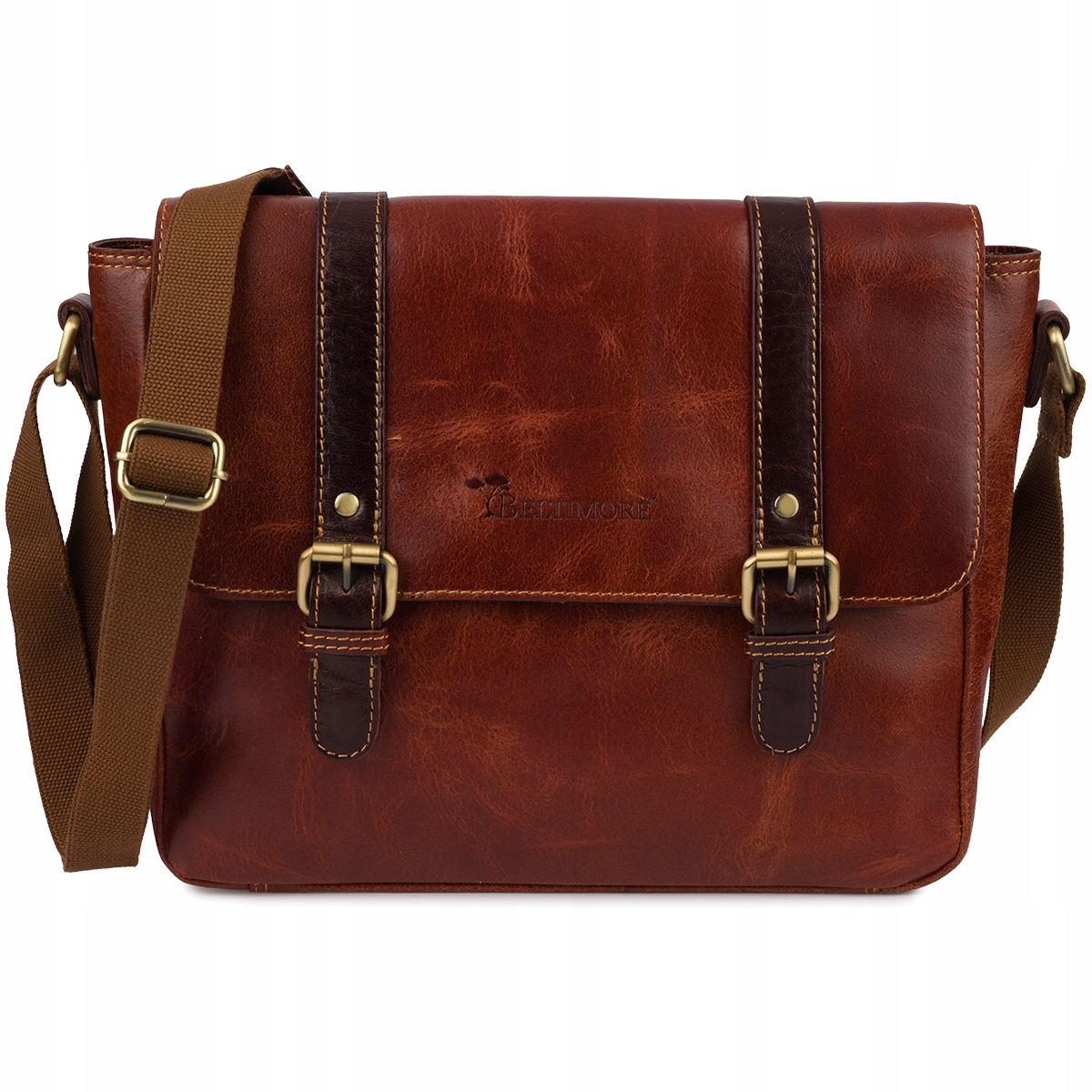 Pánská kožená taška přes rameno na notebook 13" A4 hnědá business Beltimore