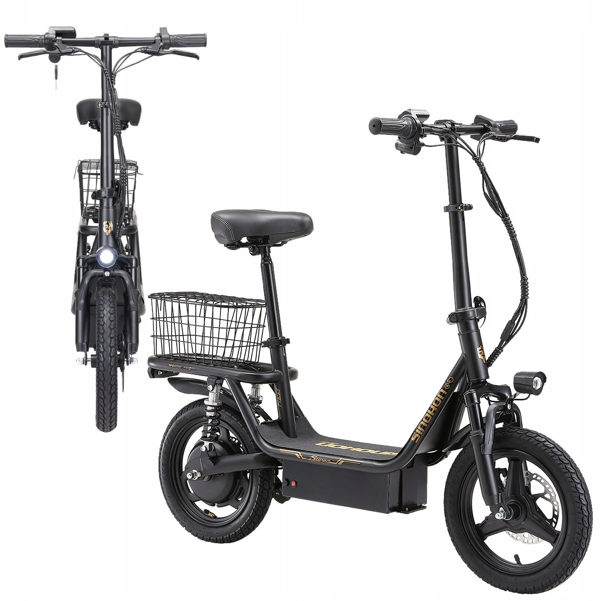 Pojazd Elektryczny Skuter z Podestem Koła 14'' 500W 48V do 32km/h 60km