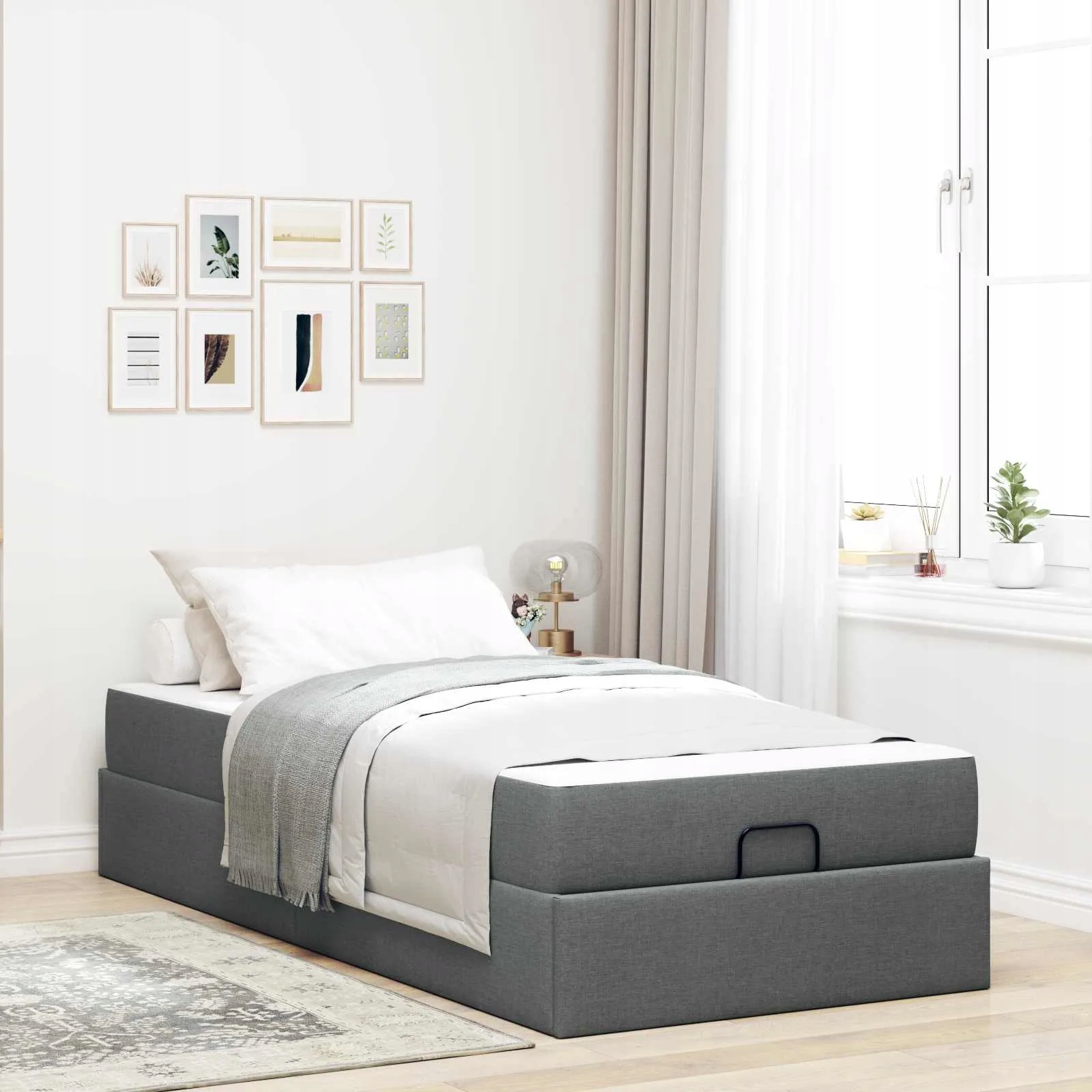 vidaXL Rám postele s matrací s matrací 2 pcs Tmavě Šedá textil
