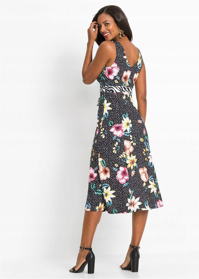 spm SUKIENKA WZORZYSTA MIDI 36/38 Długość do połowy łydki