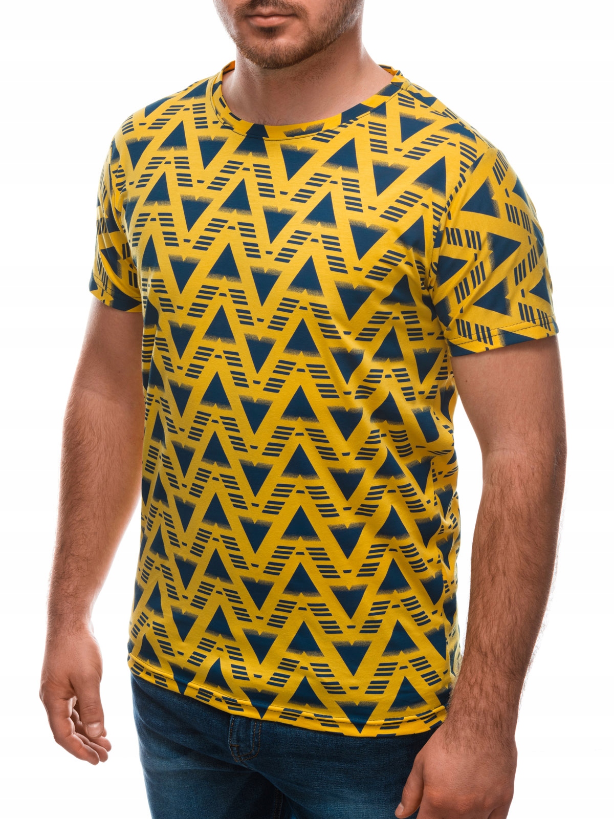 

T-shirt męski z nadrukiem 1647S żółty L