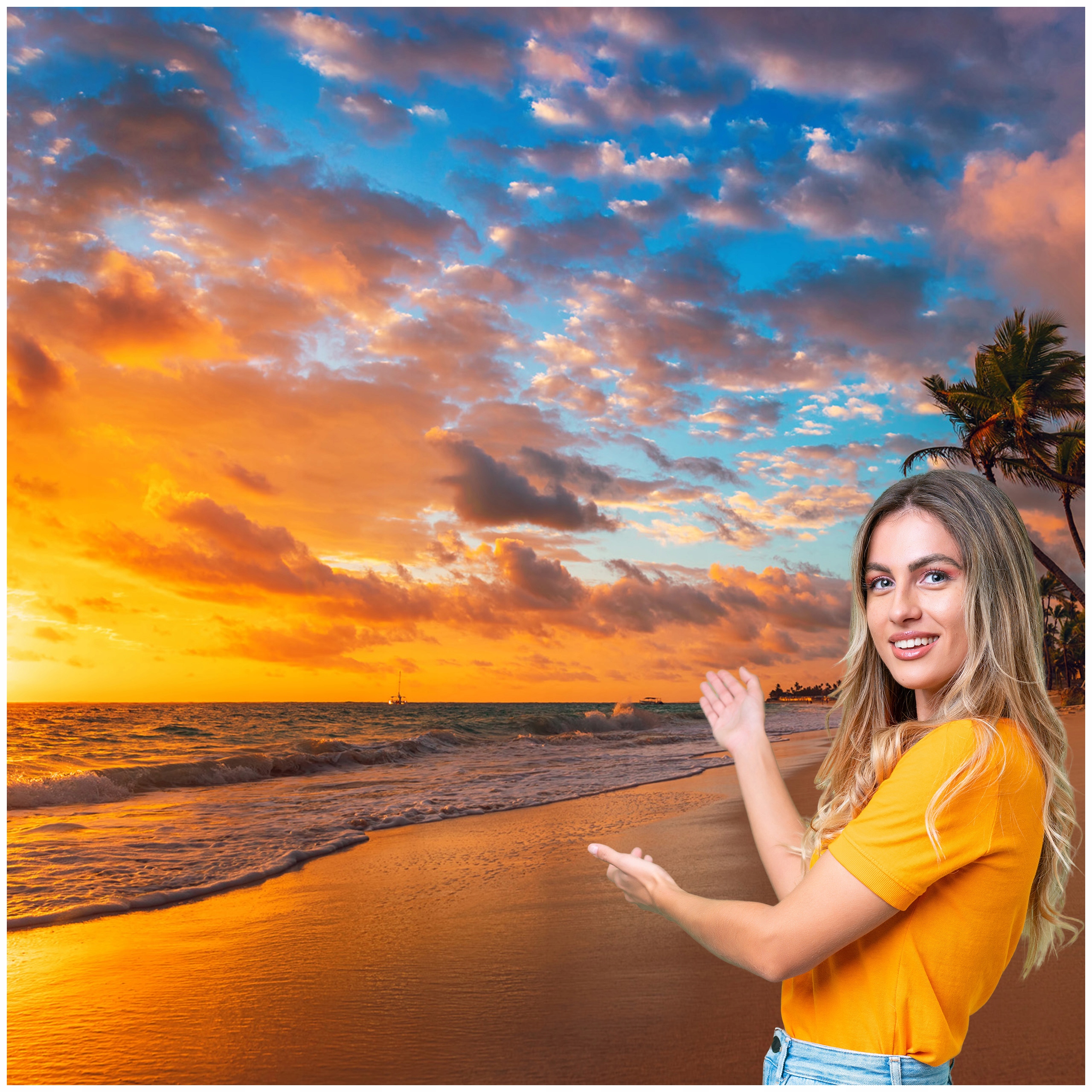 Fototapeta Obývací Pokoj Ložnice Pláž Moře Slunce Palmy 490x260 PMSP06F