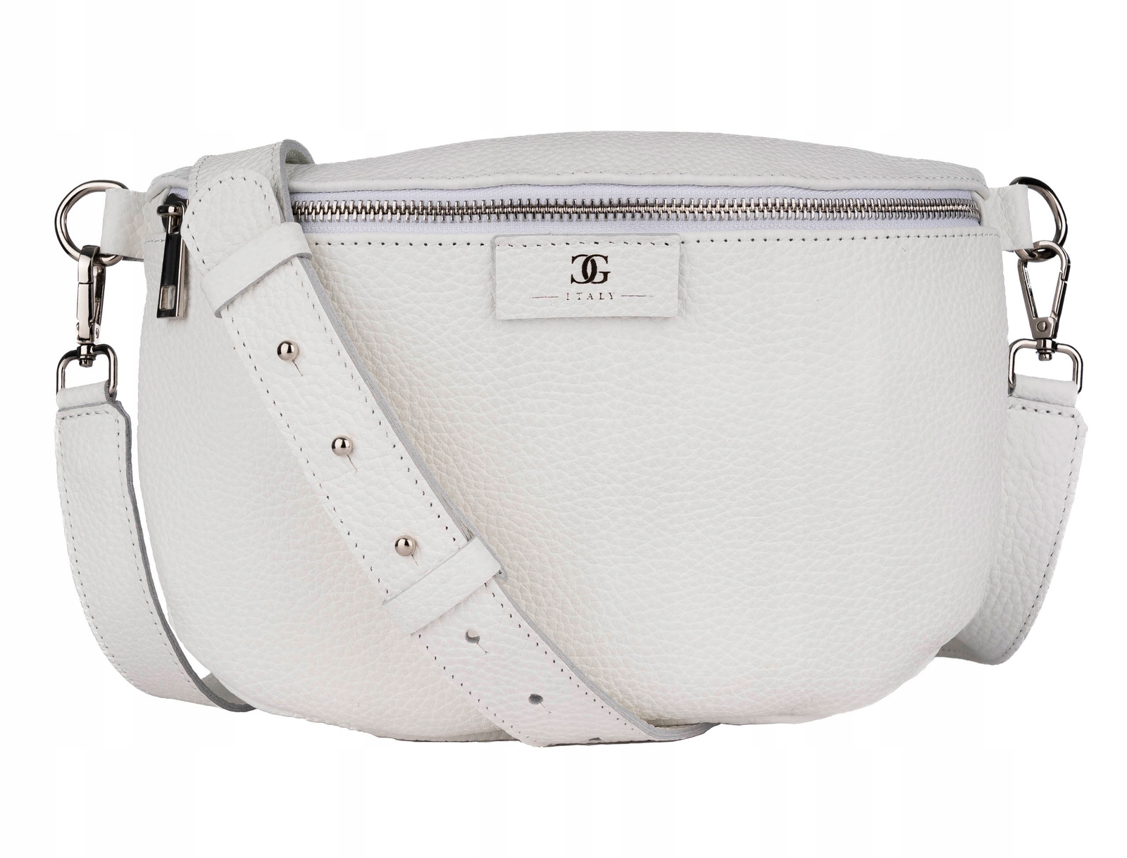 Dámská kožená kabelka Ledvinka velká z kůže crossbody prostorná bílá