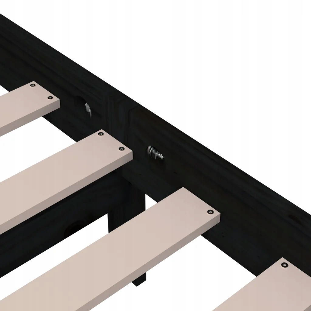 Rama łóżka, czarna, lite drewno, 120 x 200 cm Szerokość produktu 120 cm