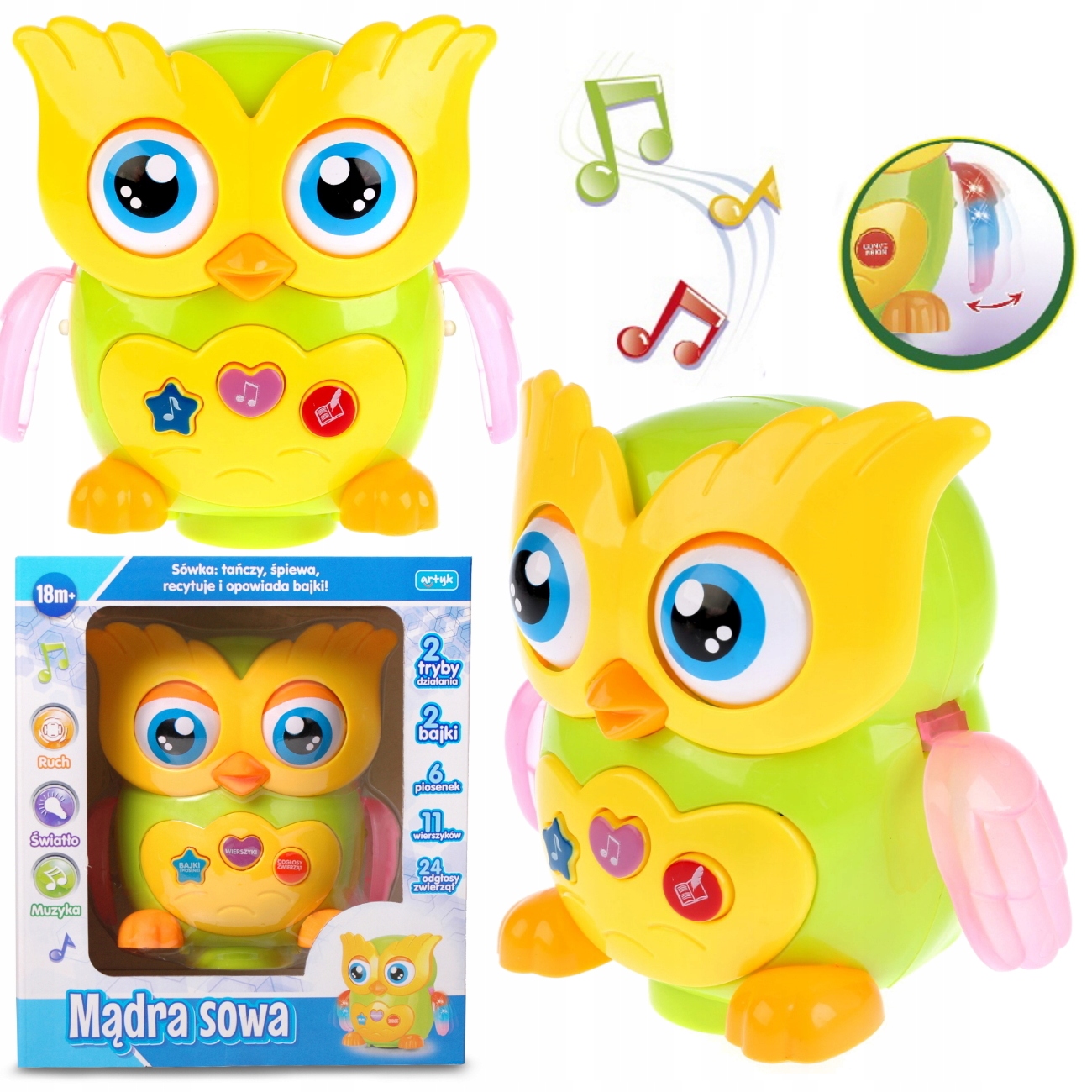 INTERAKTYWNA MĄDRA SOWA ŚPIEWA I UCZY MÓWI PO PL
