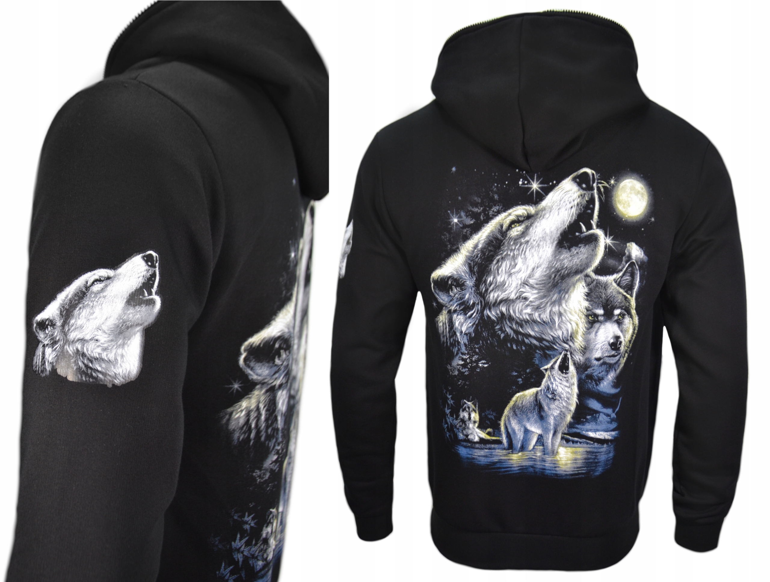 Rozepínací mikina Vlk Produkt Polský oboustranný potisk Černá vel.XXL