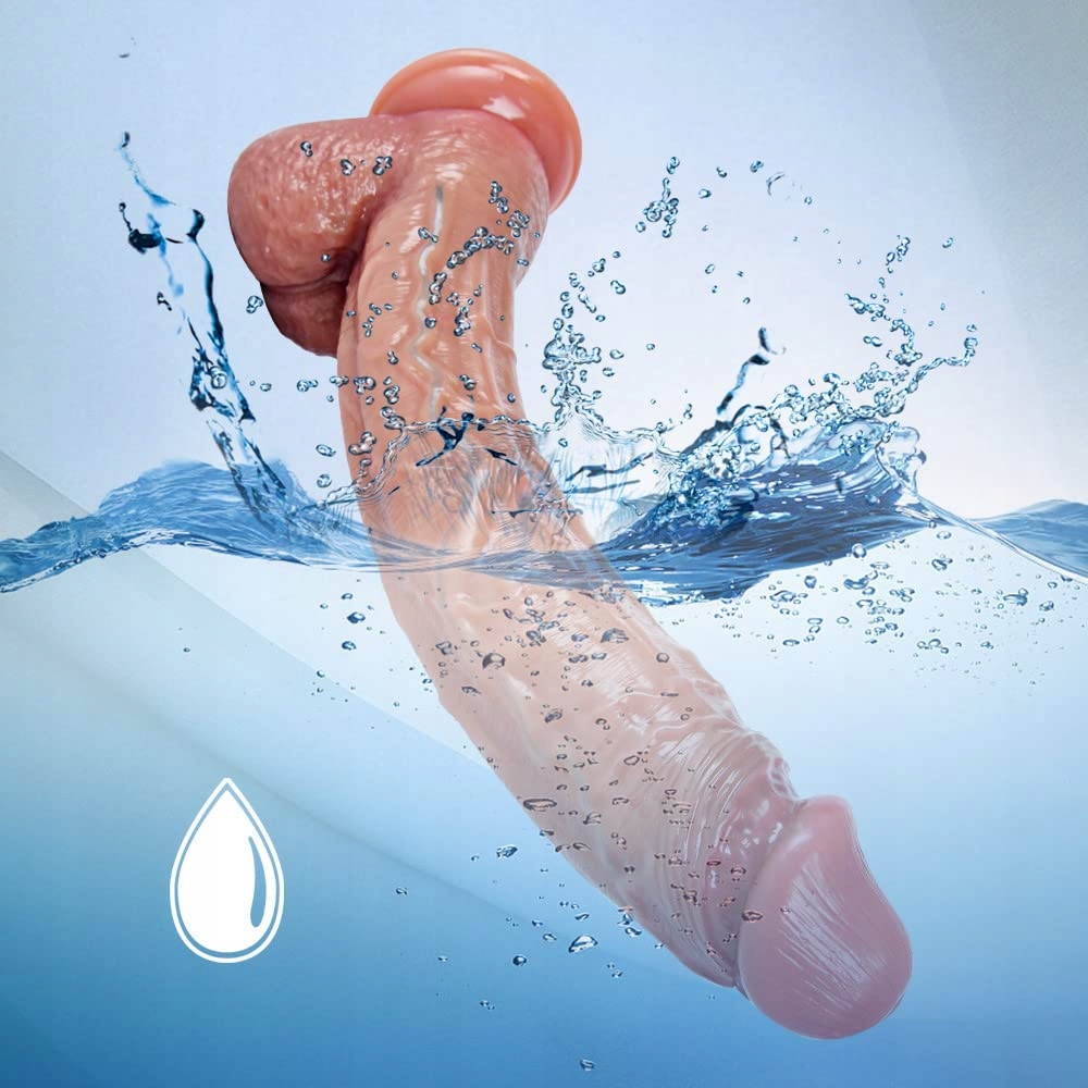 BRAUN SILIKONOWY DILDO XL 32CM Z PRZYSSAWKĄ DUŻY GRUBY FAŁSZYWY PENIS — miniatura 2