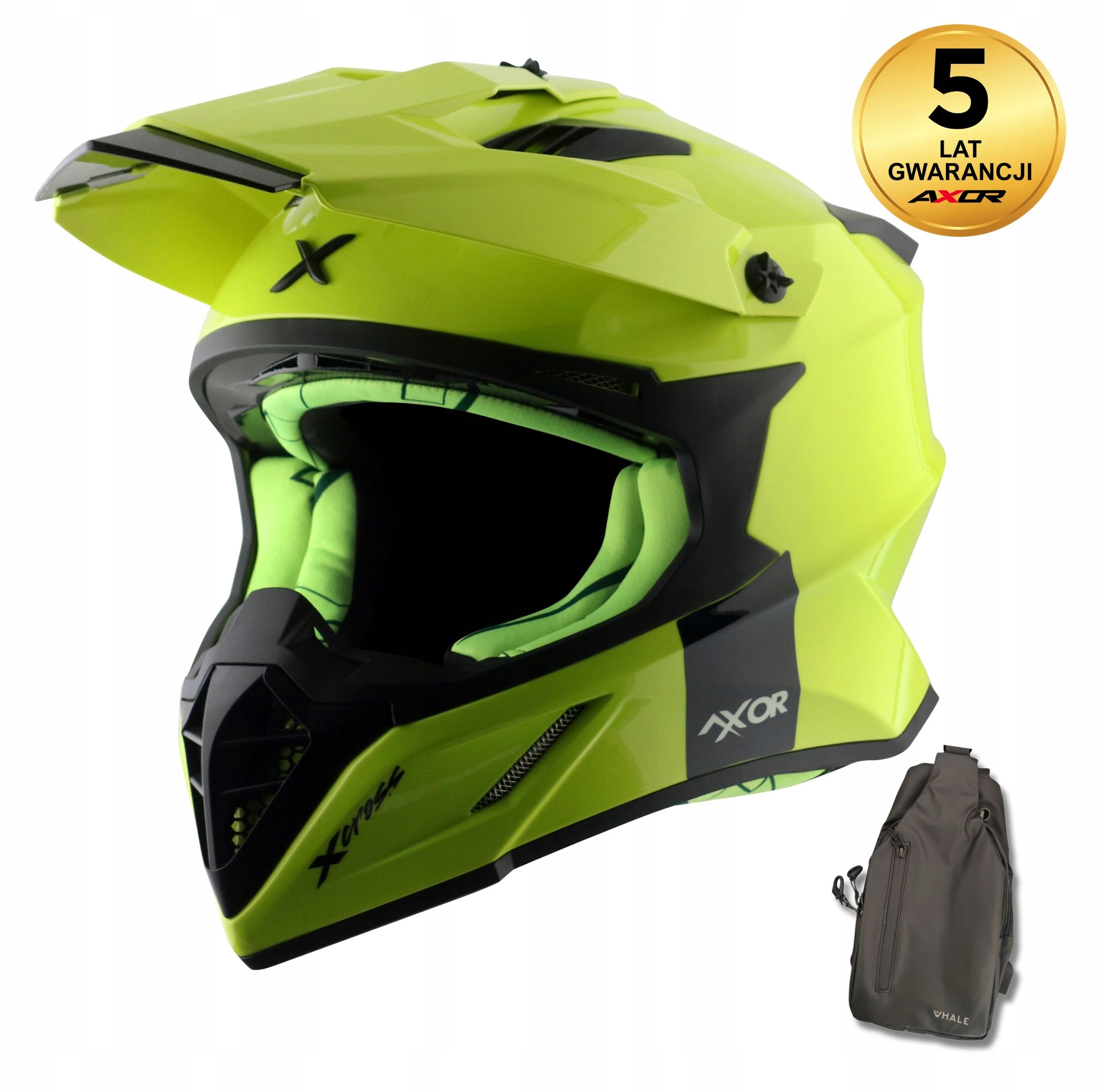 Motocyklová prilba Axor X-Cross Neónová žltá taška, Veľkosť M