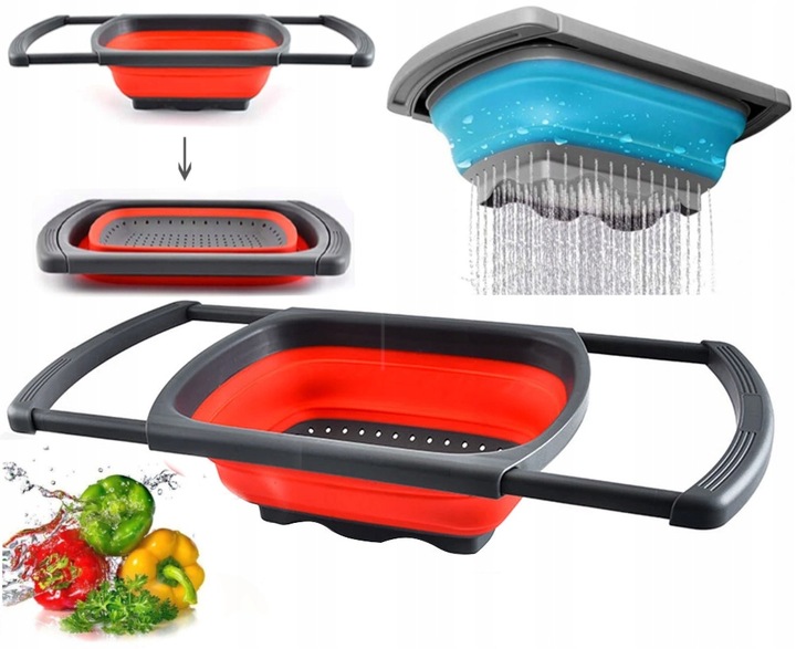 SILIKONOWY DURSZLAK CEDZAK SITKO SKŁADANY OCIEKACZ