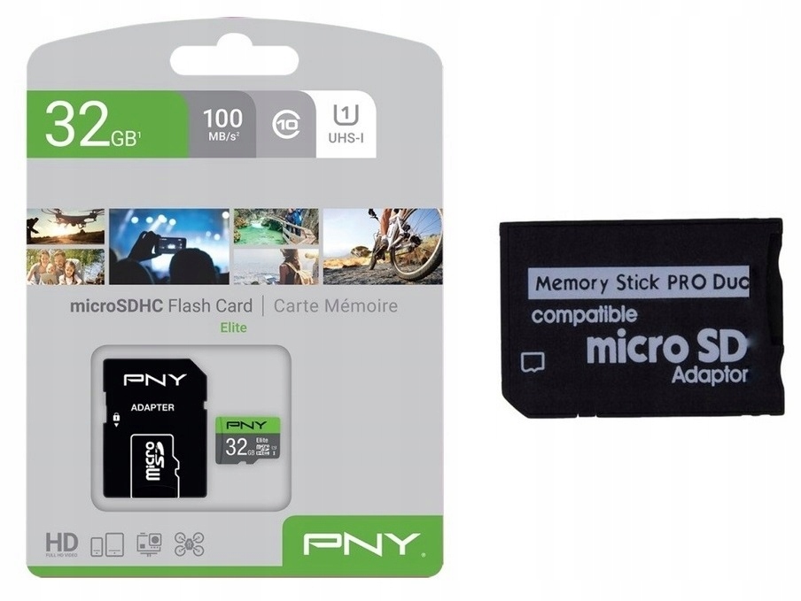 Karta 32GB Elite + adapter MS PRO DUO do PSP Stan opakowania oryginalne