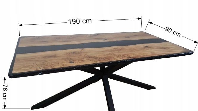 Podkrovný stôl do kuchyne Jedáleň Dub so živicou 190x90 cm DUB MASIV Pavúk Kód výrobcu 01-011-067-000