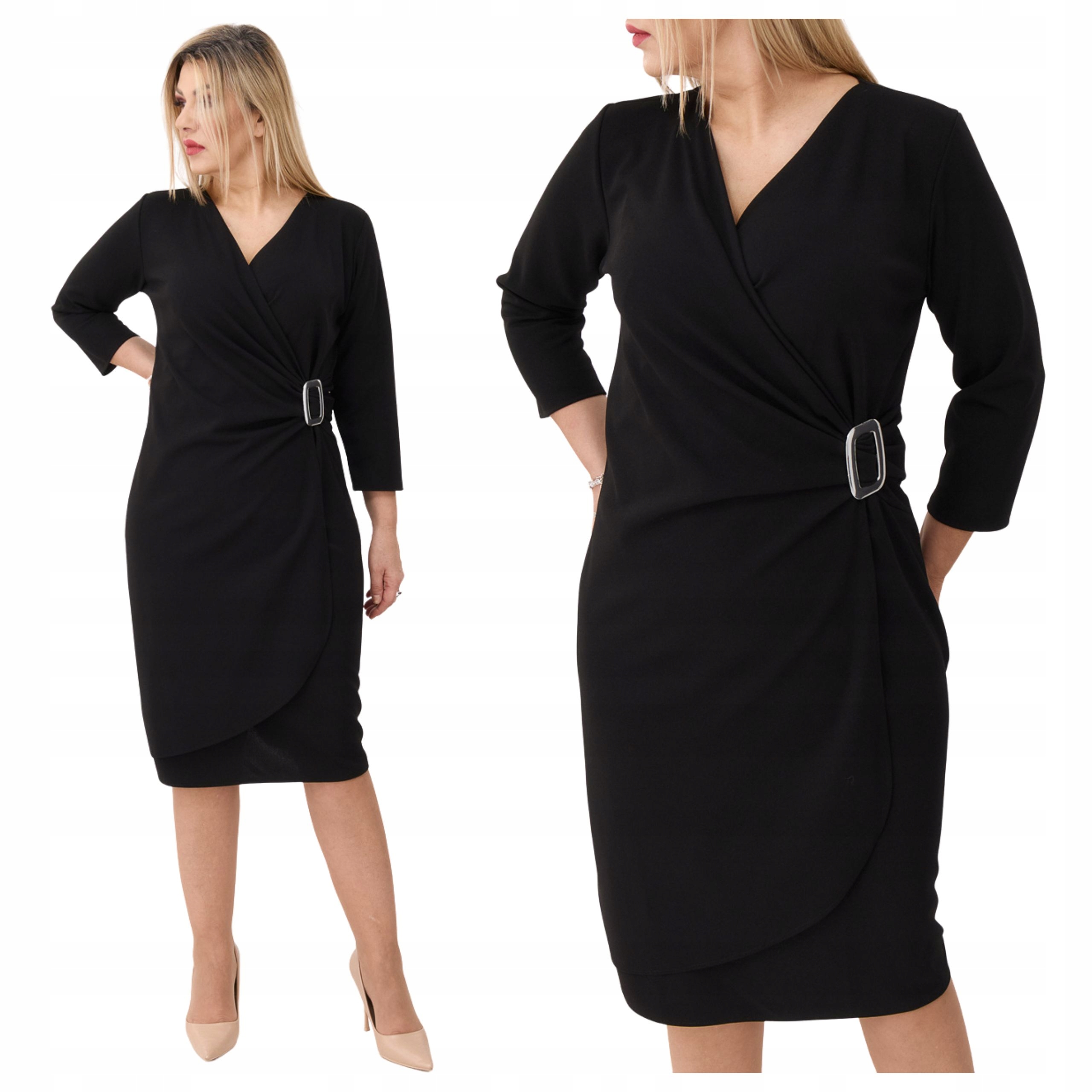 Sukienka kopertowa marszczona midi Polski Producent duże rozmiary