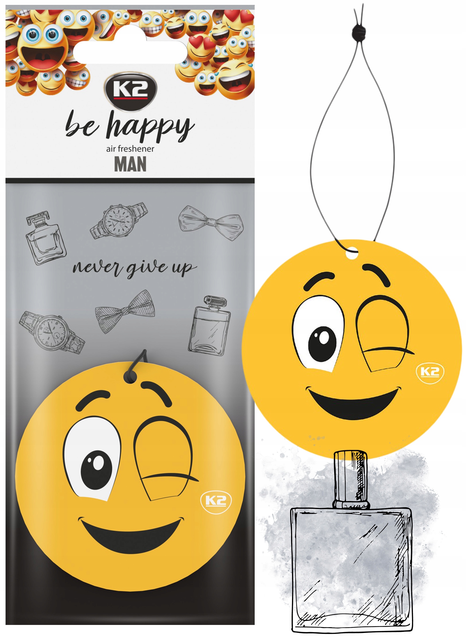 

K2 Be Happy Zapach odświeżacz zawieszka Man Męski