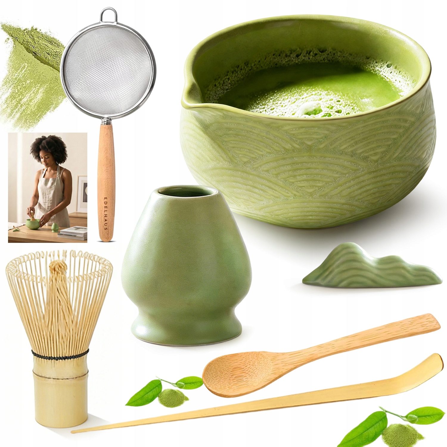 Bambusowy Zestaw Prezentowy Do Herbaty Matchy Chashaku 7 Szt.