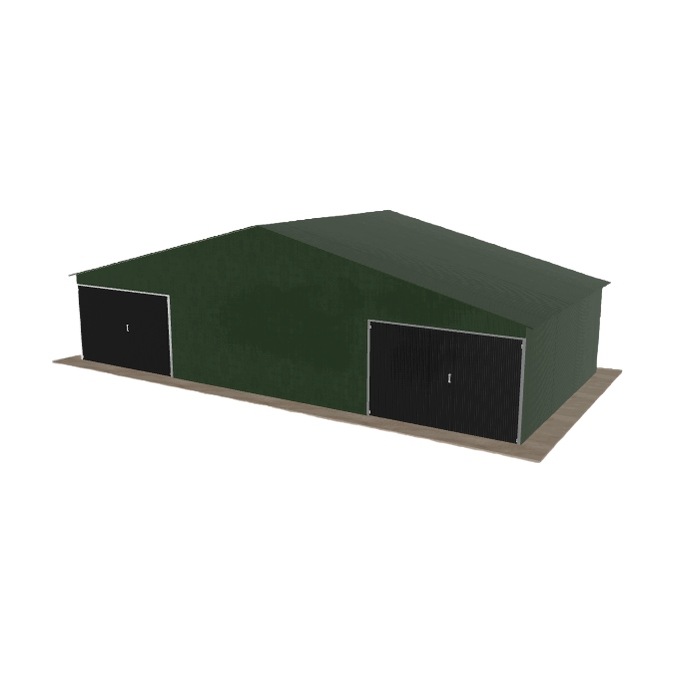 Plechová garáž 11x5.5 m dvoupolohová, dvoupolohová, zelená