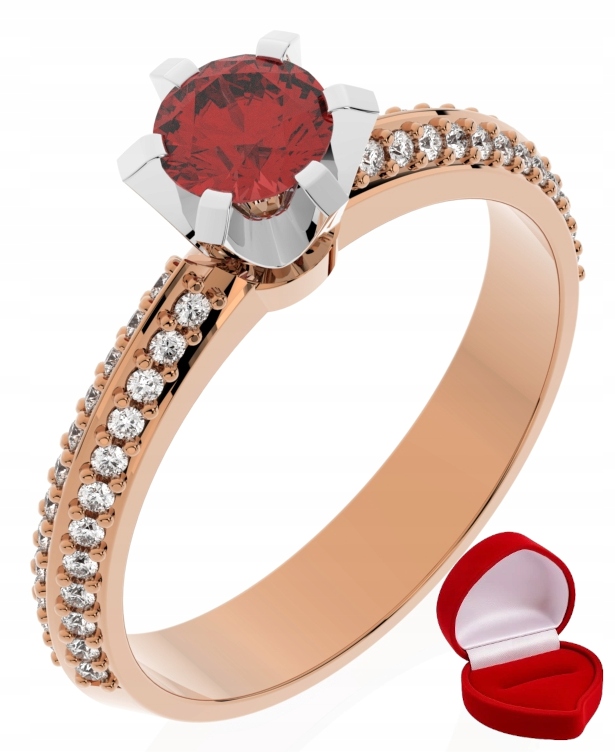 Zlatý Prstýnek 585 14k Rubín 0,30 ct Růžové Zlato R11