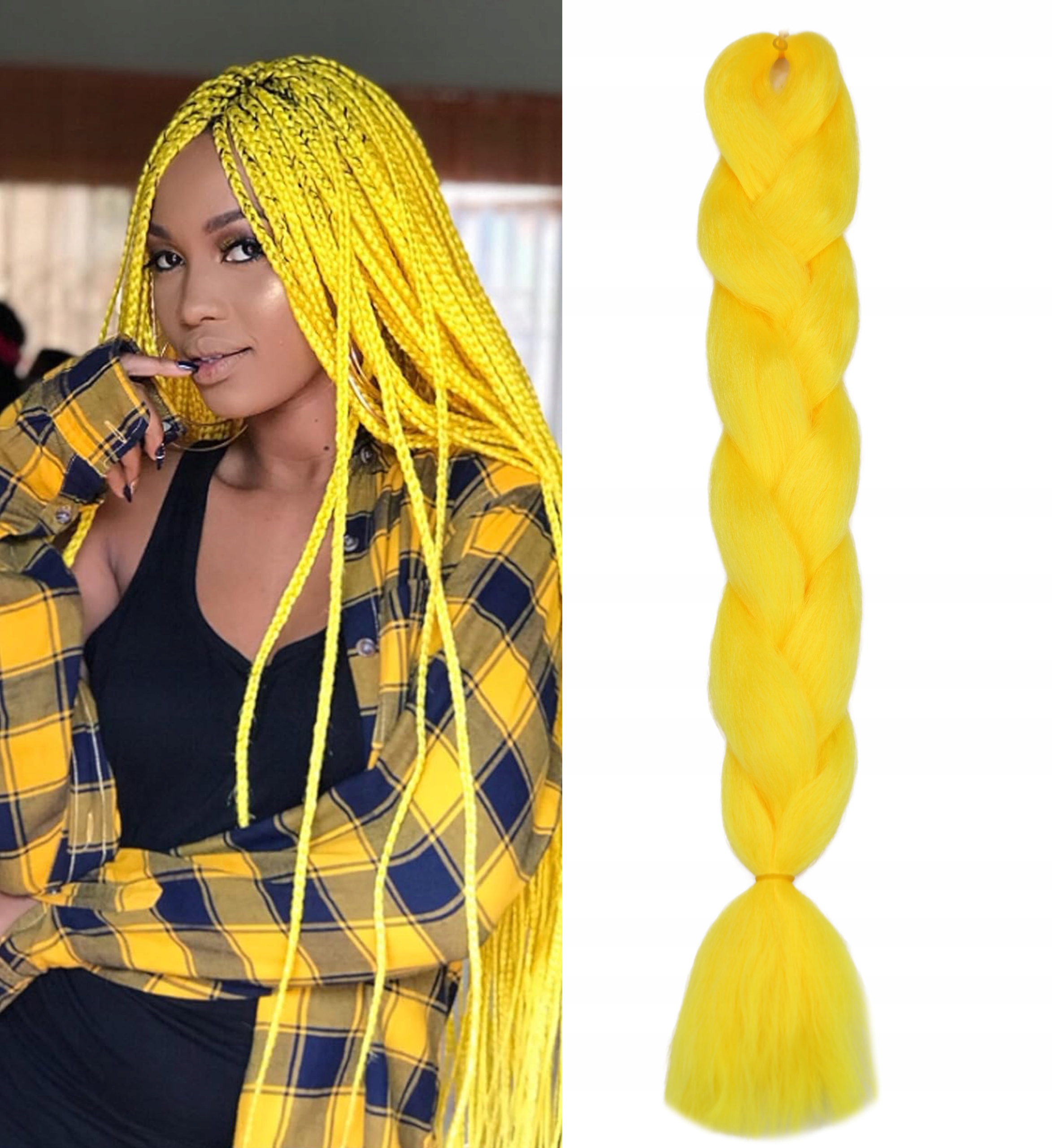 Włosy syntetyczne warkocze doczepiane WARKOCZYKI SZTUCZNE ŻÓŁTY A15