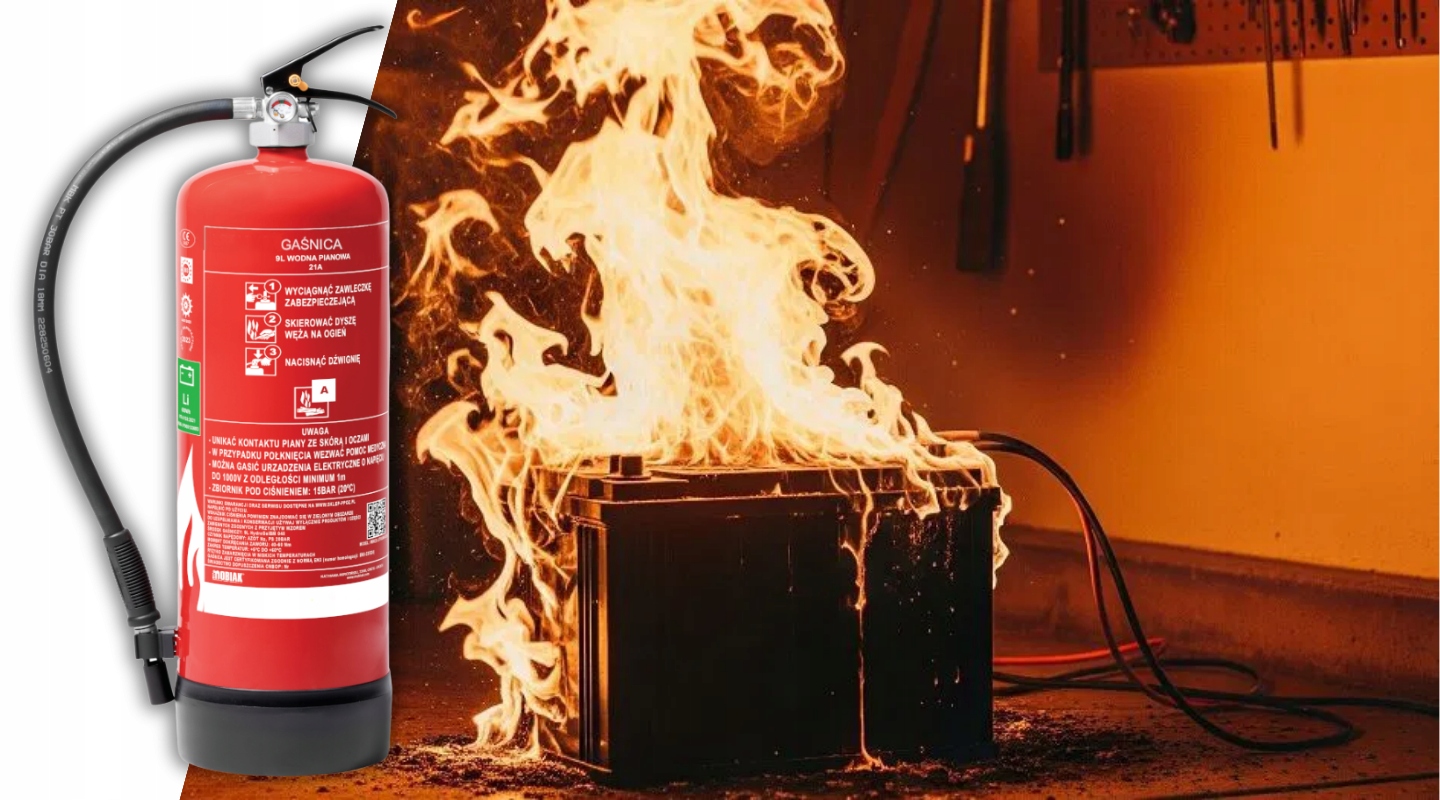 Gaśnica do gaszenia baterii i akumulatorów 9litrów