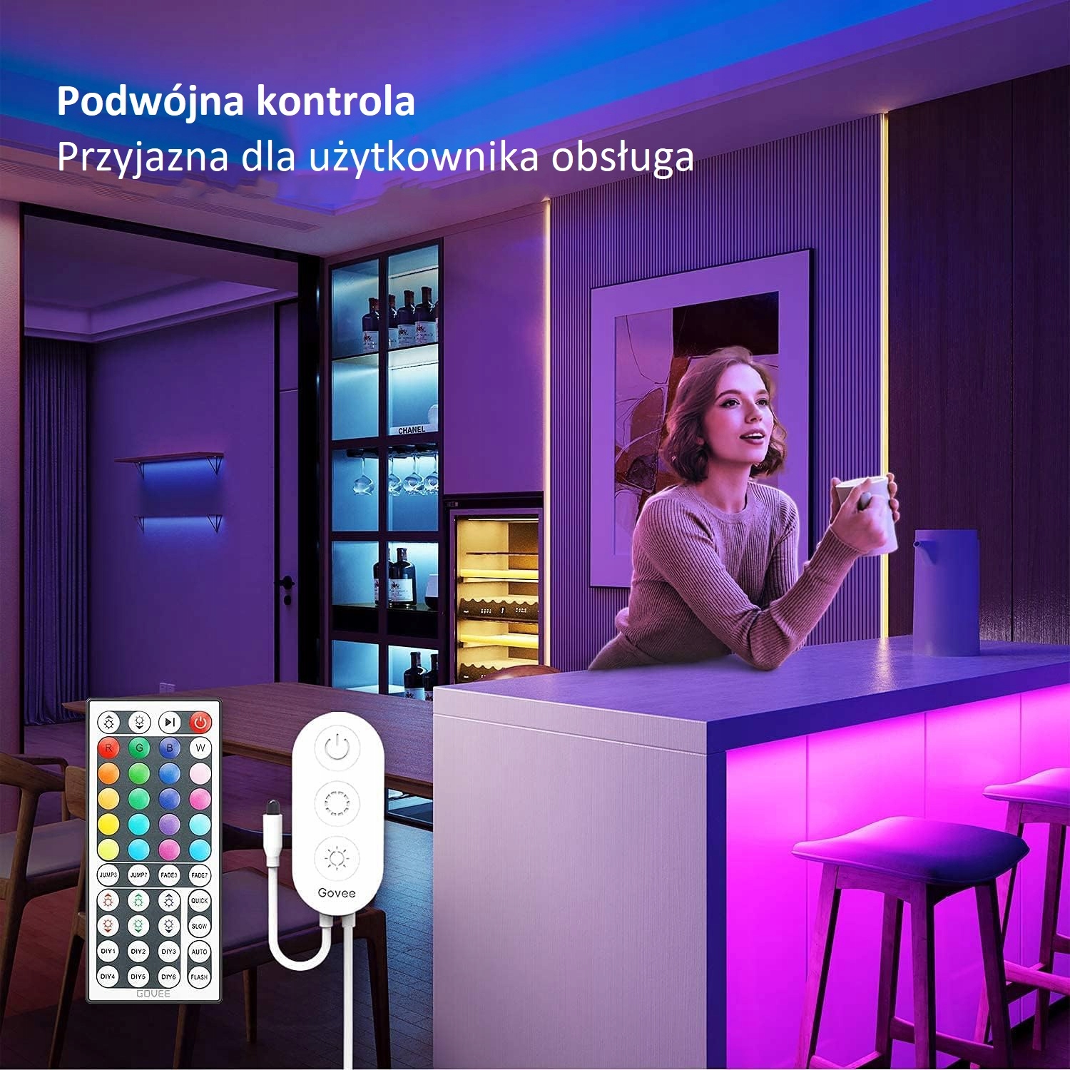 Taśma Pasek LED RGB DIY z Pilotem 2x10m Govee RGB LED Marka Govee